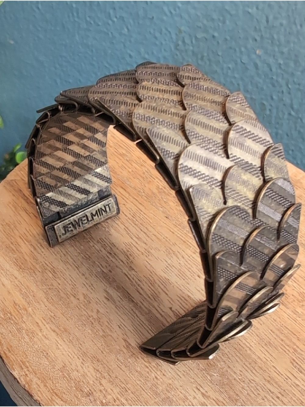 Jewel Mint Rare Swan Carbon Fiber Scaled Cuff Bracelet